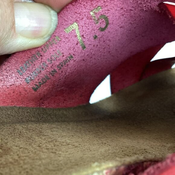 Yokono Cadiz Red Leather Cork Slide Wedge Sandals Womens 7.5 Made In Spain - Picture 9 of 10